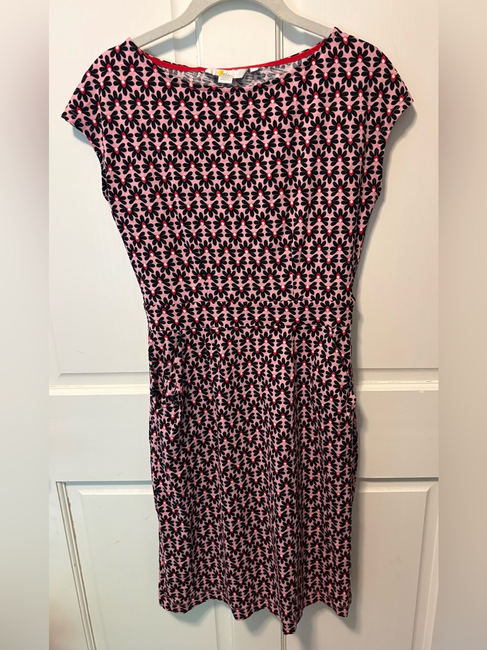 Boden pink navy floral Florrie jersey cotton women’s dress 4 uk 8 R